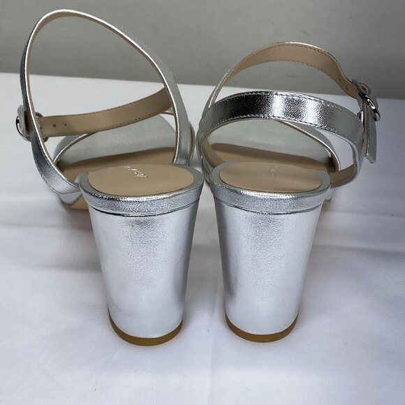 NEW STUART WEITZMAN Womens Sandals Silver Size 7.5 Dancer 75 Block Ankle Strap - Picture 4 of 8